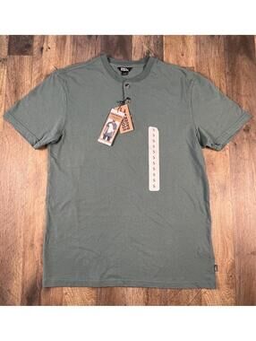 New Eddie Bauer Henley Shirt Mens Size Small Green Short Sleeve 100% Cotton NWT